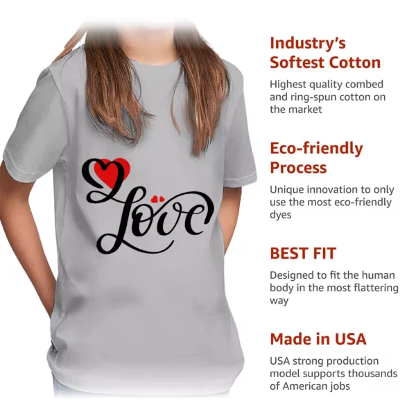 Love Kids' Classic Fit T-Shirt - Heart Print T-Shirt - Cute Design Classic Fit Tee - Image 6