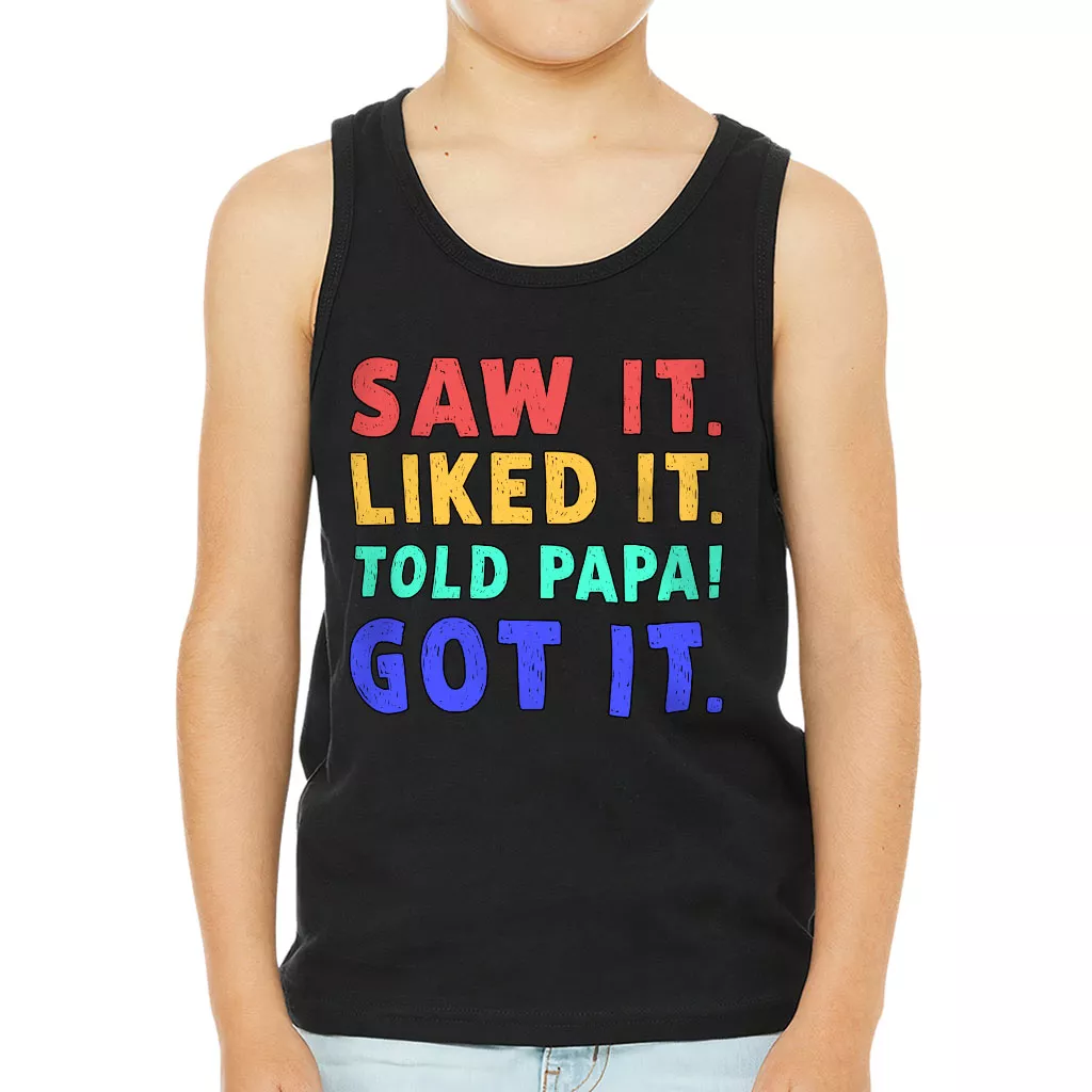 Saw It Liked It Kids’ Jersey Tank – Colorful Sleeveless T-Shirt – Best Design Kids’ Tank Top
