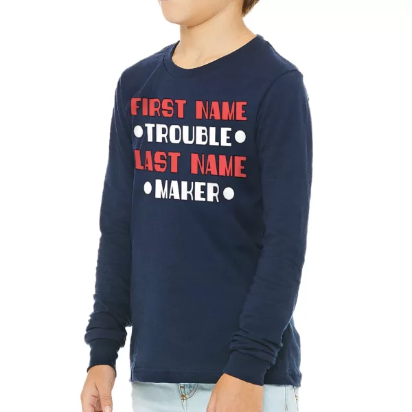 Trouble Maker Kids’ Long Sleeve T-Shirt – Funny T-Shirt – Cool Long Sleeve Tee