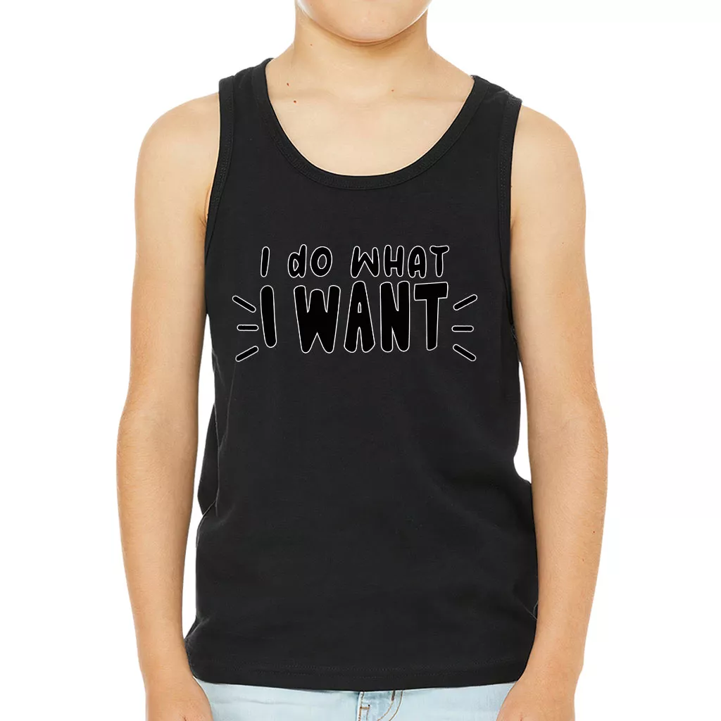 I Do What I Want Kids’ Jersey Tank – Trendy Sleeveless T-Shirt – Cool Design Kids’ Tank Top