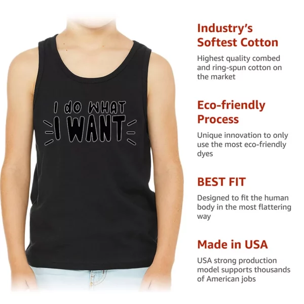 I Do What I Want Kids’ Jersey Tank – Trendy Sleeveless T-Shirt – Cool Design Kids’ Tank Top