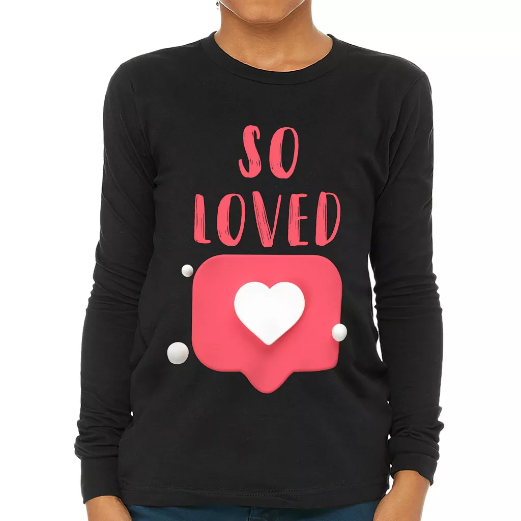 So Loved Kids’ Long Sleeve T-Shirt – Cute T-Shirt – Heart Print Long Sleeve Tee