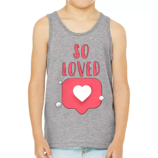 So Loved Kids’ Jersey Tank – Cute Sleeveless T-Shirt – Heart Print Kids’ Tank Top