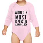 Expensive Alarm Clock Baby Long Sleeve Onesie - Best Design Baby Long Sleeve Bodysuit - Trendy Baby One-Piece