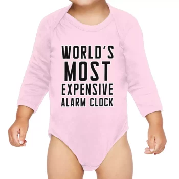 Expensive Alarm Clock Baby Long Sleeve Onesie – Best Design Baby Long Sleeve Bodysuit – Trendy Baby One-Piece
