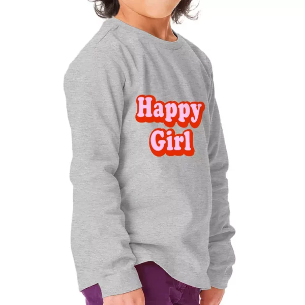 Happy Girl Toddler Long Sleeve T-Shirt – Graphic Kids’ T-Shirt – Cute Design Long Sleeve Tee