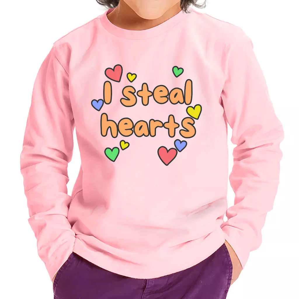 I Steal Hearts Toddler Long Sleeve T-Shirt – Cute Heart Kids’ T-Shirt – Illustration Long Sleeve Tee
