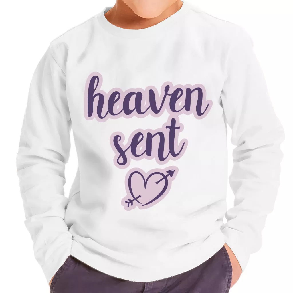 Heaven Sent Toddler Long Sleeve T-Shirt – Angel Kids’ T-Shirt – Heart Print Long Sleeve Tee
