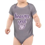 Heaven Sent Baby Jersey Onesie - Angel Baby Bodysuit - Heart Print Baby One-Piece