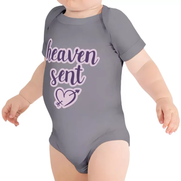 Heaven Sent Baby Jersey Onesie – Angel Baby Bodysuit – Heart Print Baby One-Piece