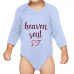 Heaven Sent Baby Long Sleeve Onesie - Angel Baby Long Sleeve Bodysuit - Heart Print Baby One-Piece