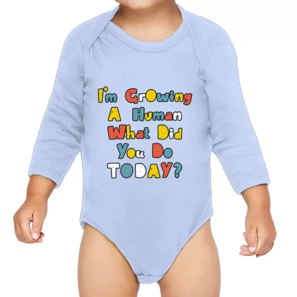 I'm Growing a Human Baby Long Sleeve Onesie - Colorful Baby Long Sleeve Bodysuit - Themed Baby One-Piece - Image 2