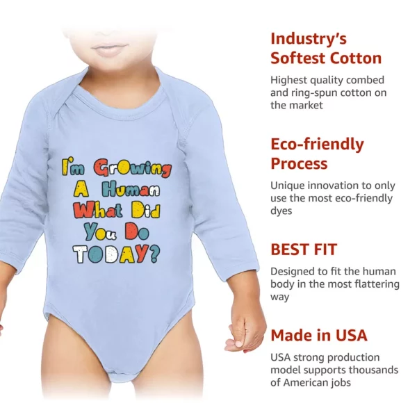 I’m Growing a Human Baby Long Sleeve Onesie – Colorful Baby Long Sleeve Bodysuit – Themed Baby One-Piece