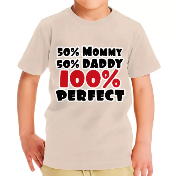 50 Mommy 50 Daddy 100 Perfect Toddler T-Shirt - Trendy Kids' T-Shirt - Cute Tee Shirt for Toddler - Image 2