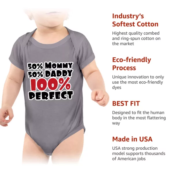 50 Mommy 50 Daddy 100 Perfect Baby Jersey Onesie – Trendy Baby Bodysuit – Cute Baby One-Piece