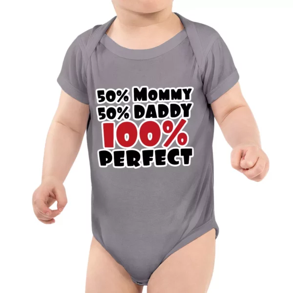 50 Mommy 50 Daddy 100 Perfect Baby Jersey Onesie – Trendy Baby Bodysuit – Cute Baby One-Piece