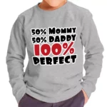 50 Mommy 50 Daddy 100 Perfect Toddler Long Sleeve T-Shirt - Trendy Kids' T-Shirt - Cute Long Sleeve Tee