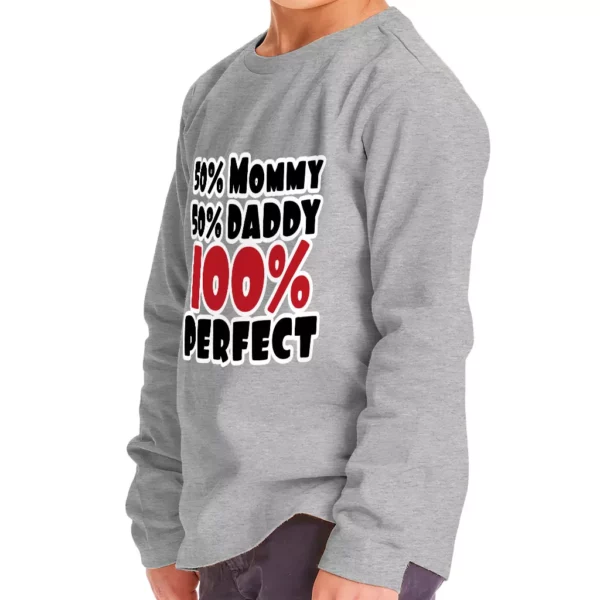 50 Mommy 50 Daddy 100 Perfect Toddler Long Sleeve T-Shirt – Trendy Kids’ T-Shirt – Cute Long Sleeve Tee