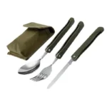 Stainless Steel Folding Cutlery Set with Canvas Bag - Ideal for Camping and Outdoor Adventures