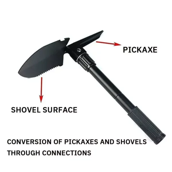 Compact Multipurpose Military-Grade Folding Shovel & Pickaxe for Outdoor Adventures