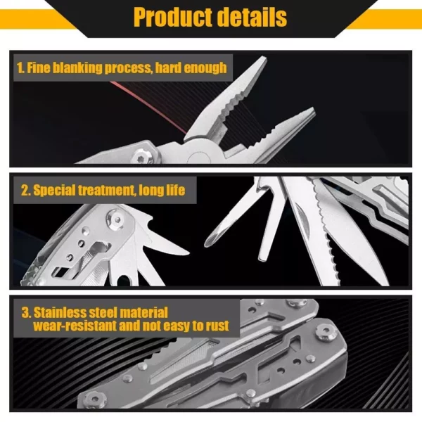 Compact 14-in-1 Stainless Steel Multi-Tool Pocket Knife
