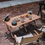 Portable Solid Wood Folding Table for Camping and Picnics