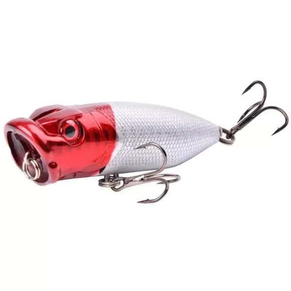 7cm Topwater Popper Fishing Lure with 3D Eyes and Treble Hooks