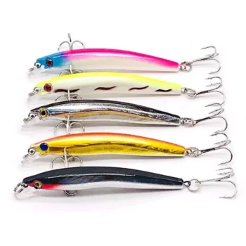 8cm Topwater Minnow Fishing Lure with 3D Eyes and Dual Hooks
