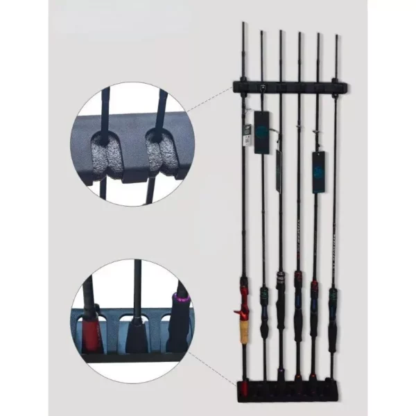Space-Saving 6-Rod Vertical Fishing Pole Rack