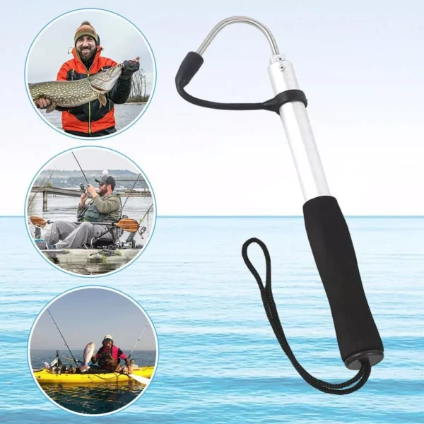 Multi-Size Telescopic Fishing Gaff with Barbs – Perfect for Ice, Sea, and Boat Fishing