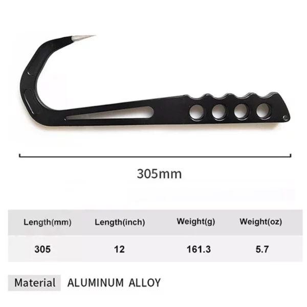 Stainless Steel Handheld Fishing Gaff – 12-Inch Grip Lip Spear Hook for Sea Fishing