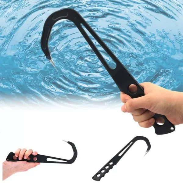 Stainless Steel Handheld Fishing Gaff – 12-Inch Grip Lip Spear Hook for Sea Fishing
