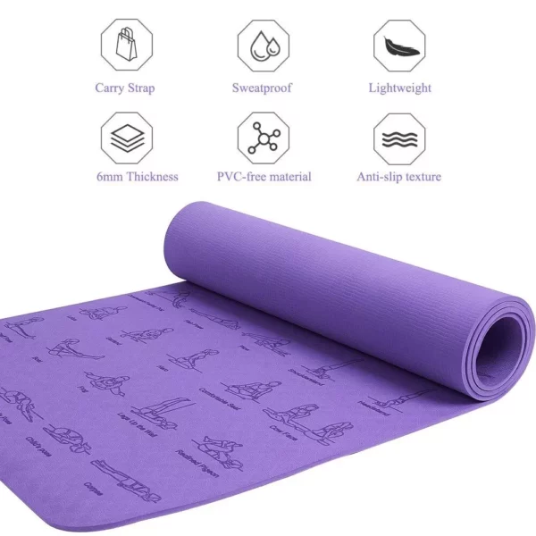 Premium Comfort & Anti-Skid Yoga Mat – 183x61cm, 6mm Thick, Eco-Friendly TPE, Ideal for Beginners