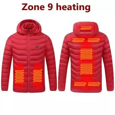 USB Electric Heated Jacket for Men with 9 Heating Zones