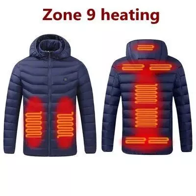 USB Electric Heated Jacket for Men with 9 Heating Zones