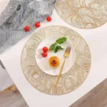 Modern Round PVC Placemat - Gold-Accented, Waterproof & Non-Slip