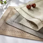 Elegant Hollow Edge Placemats Set - Polyester, Washable, 13x18 Inch - Set of 4