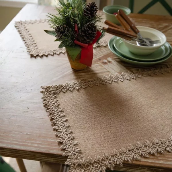 Luxury Linen Lacework Placemat – Elegant Dining & Home Decor Accessory