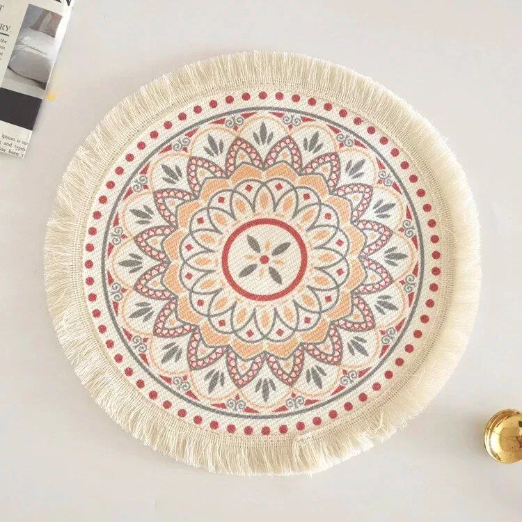 Eco-Friendly Boho Linen Round Placemats for Dining Table Decor
