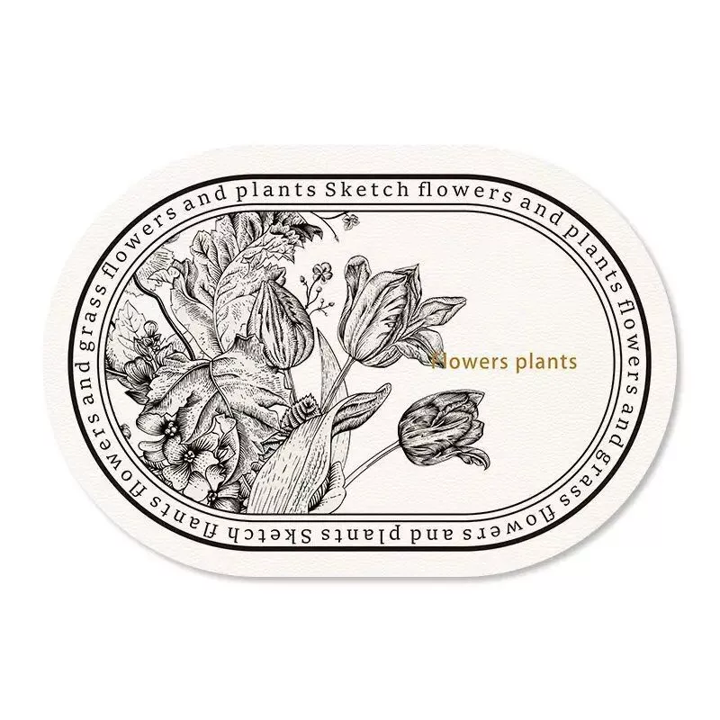Stylish Nordic Black & White Floral Leather Placemat – Elegant, Waterproof, and Heat Resistant Dining Decor