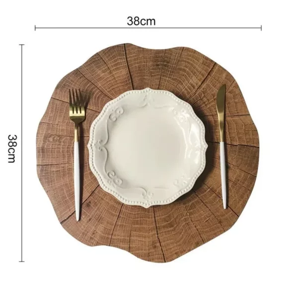 Round Wood Grain Placemat – Non-Slip, Heat Insulating Dining Table Mat