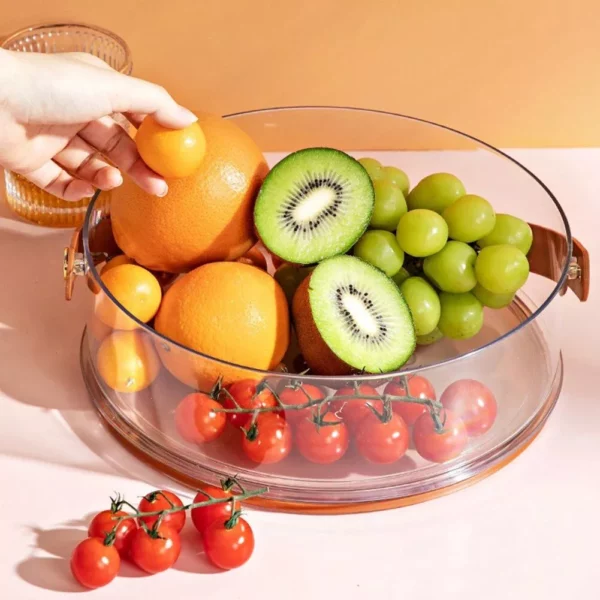 Round Clear Divided Serving Tray with Lid & Handle
