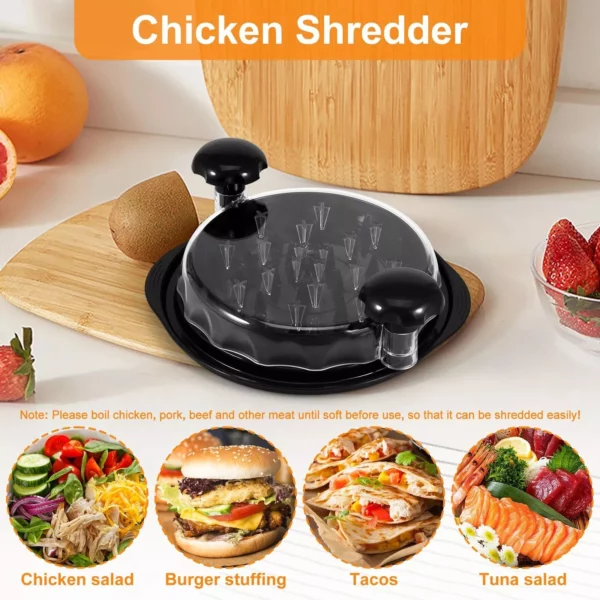 Chicken Shredder with Ergonomic Handle and Clear Lid