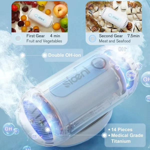 Dual-Core OH-Ion Wireless Fruit & Vegetable Pesticide Purifier
