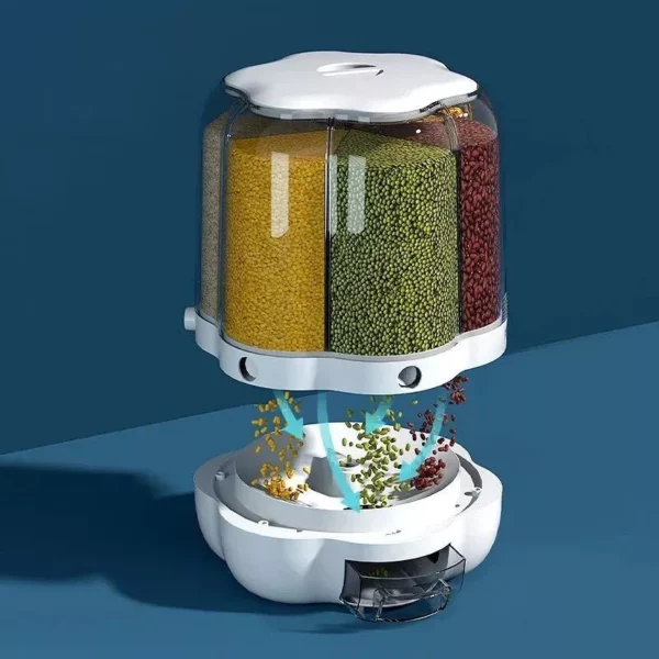Modern 6-Grid Sealed Cereal & Grain Dispenser