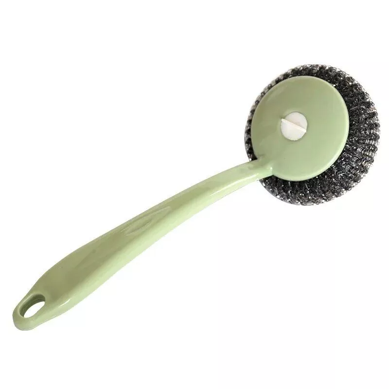 Multi-Purpose Stainless Steel Cleaning Brush with Long Handle