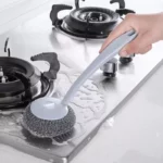 Multi-Purpose Stainless Steel Cleaning Brush with Long Handle