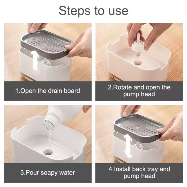 Eco-Friendly 2-in-1 Dish Soap Dispenser with Sponge Holder
