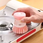 Efficient Eco-Friendly Kitchen Dish Brush with Built-In Soap Dispenser