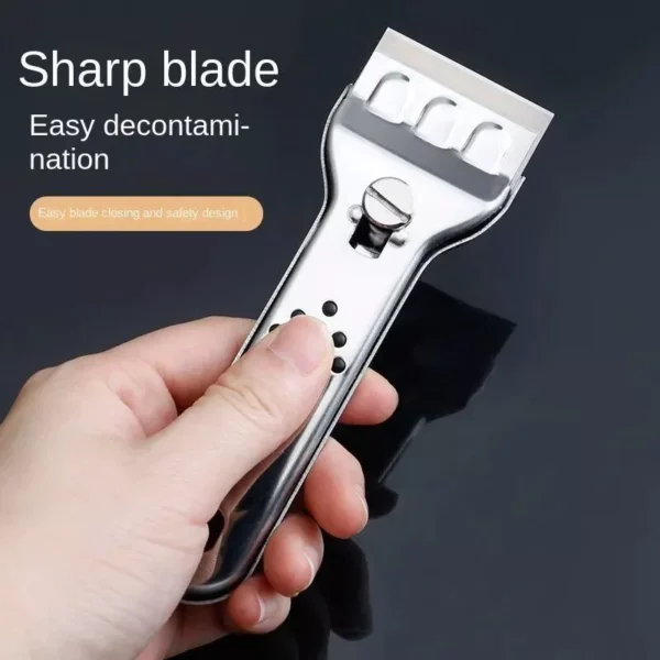 Versatile Glass and Tile Cleaning Scraper with Stainless Steel Blades